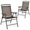 Set of 2 Folding Patio Chairs with Sling and Armrest Outdoor Dining